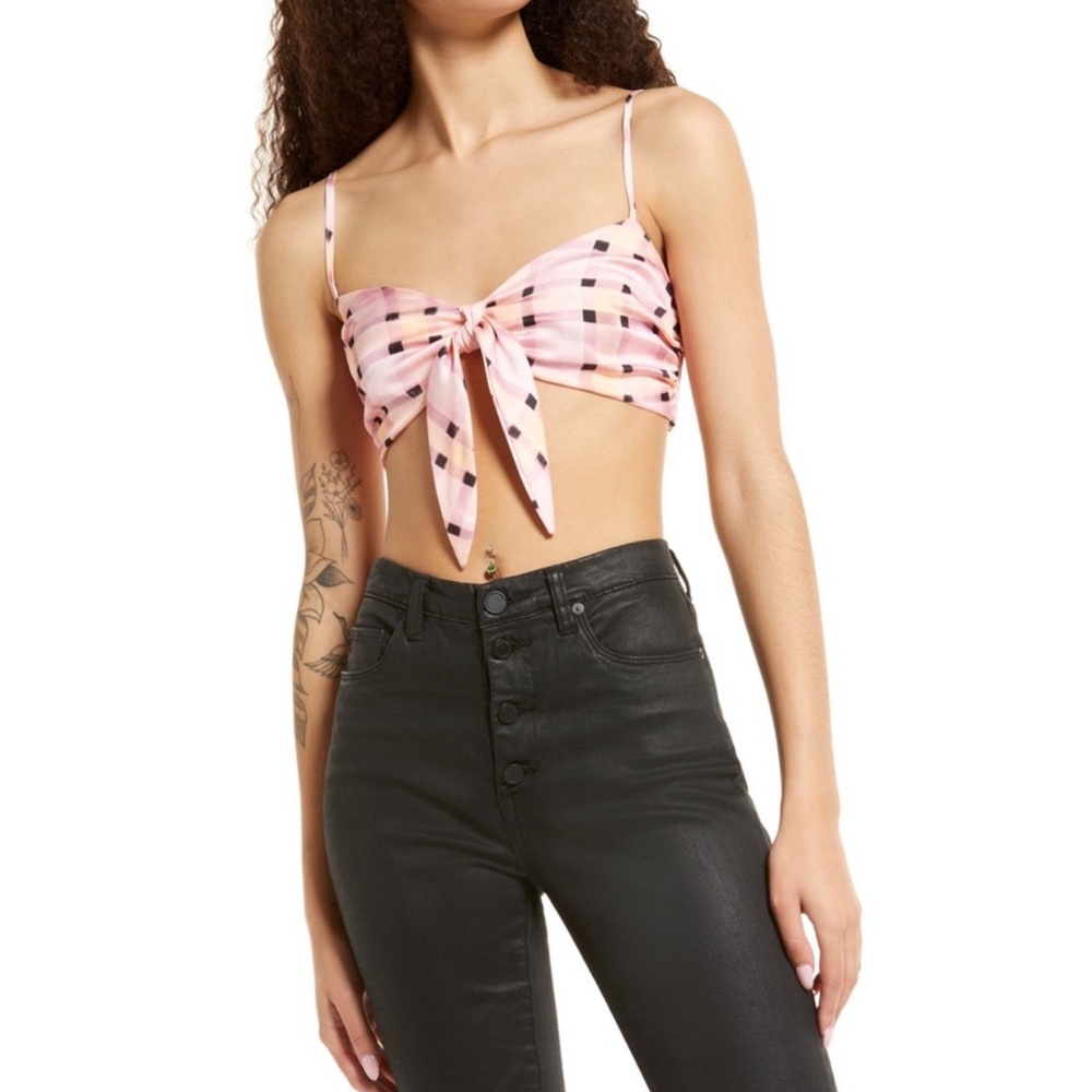 Topshop plaid bralette in pink
